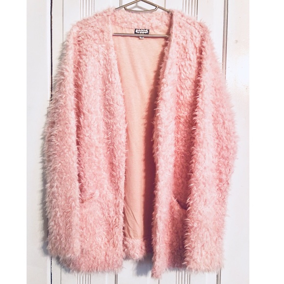 Jackets & Blazers - Pink Fur / Fuzzy Cardigan Coat